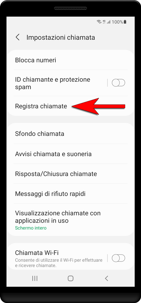 Premi su «Registra chiamate».