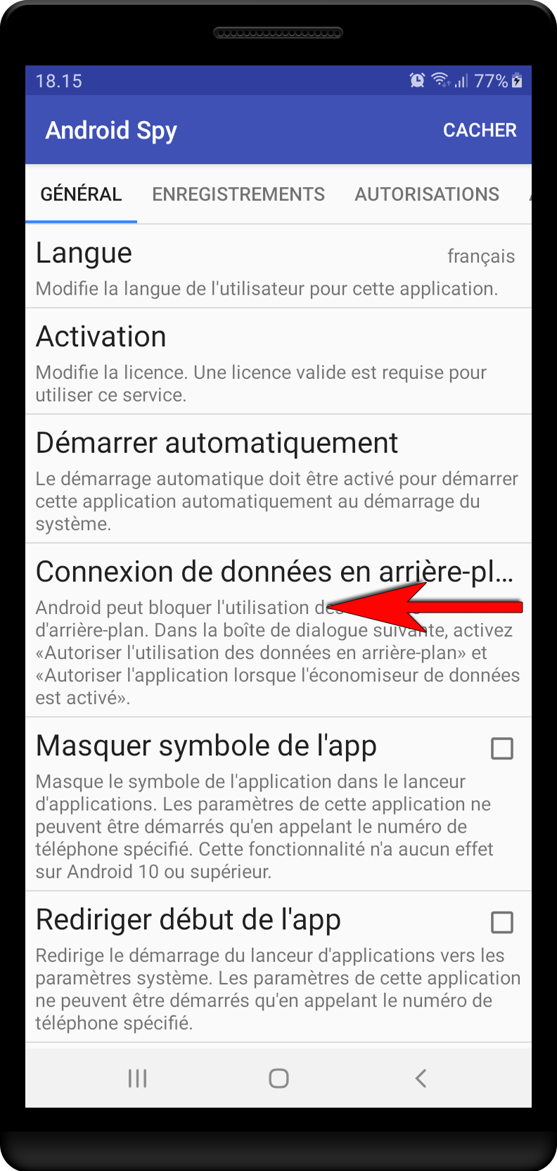 Connexion de données en arrière-plan