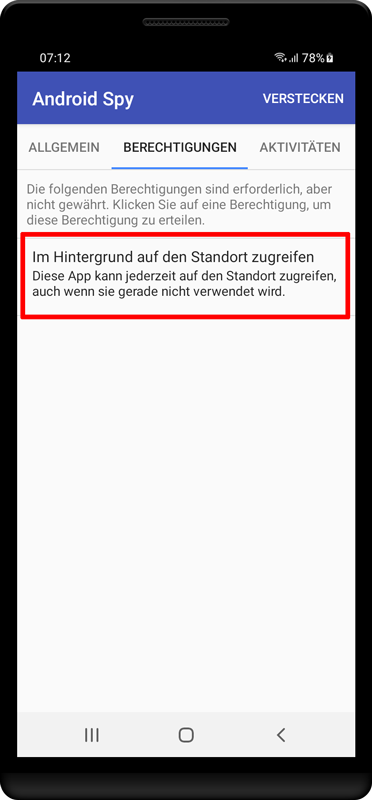 Im Hintergrund auf den Standort zugreifen