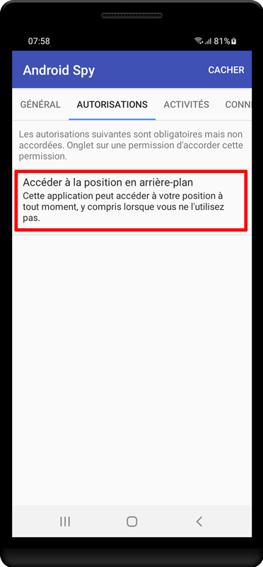 Accéder à la position en arrière-plan