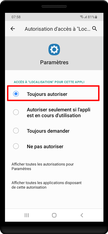 Toujours autoriser