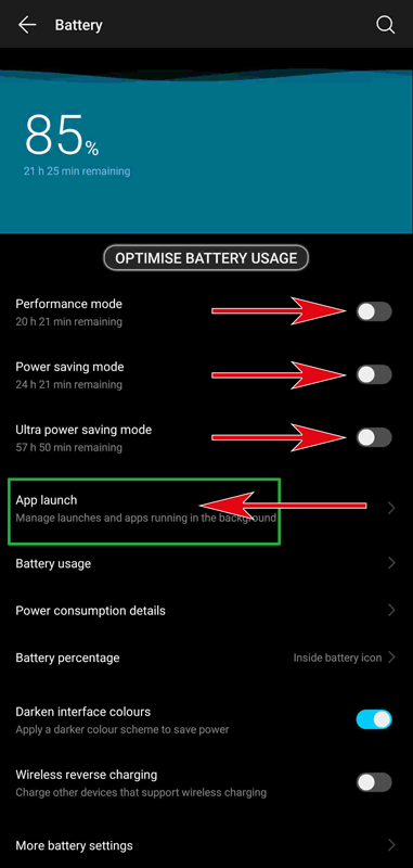 Open the device settings and then open «Battery».