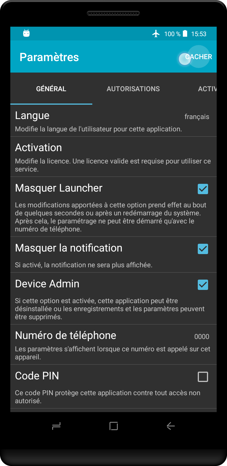 Après avoir terminé la configuration, appuyez sur «CACHER» dans le coin supérieur droit.