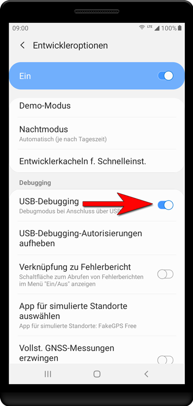Schalten Sie «USB-Debugging» ein.