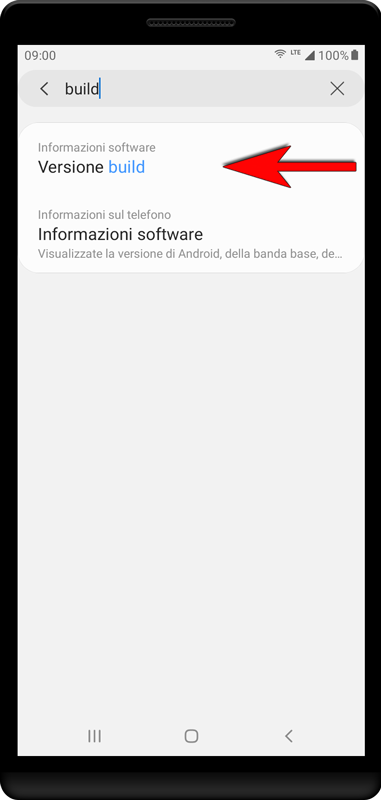 Digita «build» e premi «Versione build» nell'elenco sottostante.