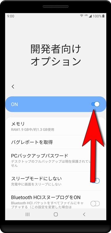 開発者向けオプションは、インストールプロセス後に再度無効にすることができます。