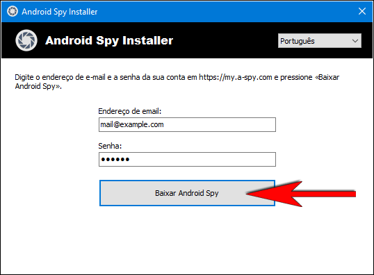 Pressione «Baixar Android Spy».
