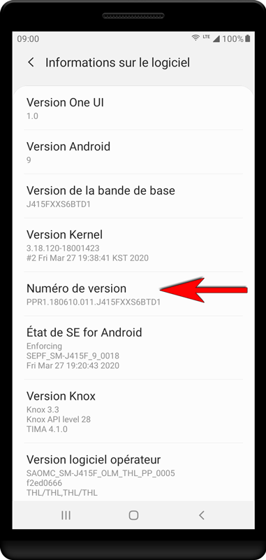 Appuyez 7 fois sur «Numéro de version» jusqu'à ce que vous voyiez un message «Le mode développeur a été activé».